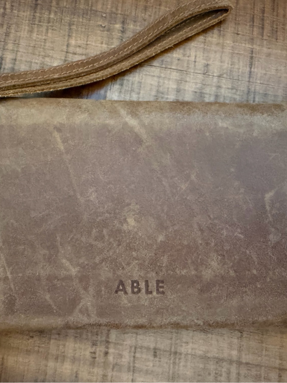 Able Brown Leather Wristlet Wallet
